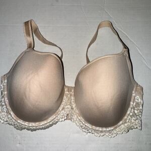 Wacoal Bra Embrace Lace T-Shirt Underwire 34DD Back Closure 853191 Beige